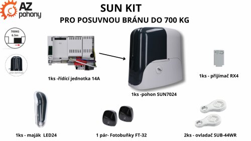 SUNKIT80 pro posuvnou bránu do 700 kg 1x SUN7024 24V, 500W, 34Nm, 1x 14A, 1x RX4, 1x FT32, 2x SUB-44WR a 1x LED24